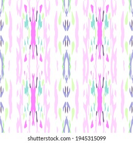 Tie Dye, Batik. Hand Drawn, Paint Texture Seamless Pattern.  Ethnic Surface. Hand Drawn Painted. Pink Rose Ethnic Geo Vintage Embroidery.  Watercolor Woven Shibori Art.