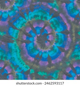 Tie Dye Boho Print. Blue Swirl Tie Dye. Tie Dye Curve Circle. Circle Tie Dye Stripe. Blue Dark Print. Spiral Black Circle. Green Vector Tye Die. Seamless Dyed Circle. Paint Old Paint Pattern.