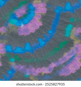 Tinte de corbata Boho Vector. Tela teñida inconsútil. Estampado azul oscuro. Círculo de la banda de tinte de lazo. Textura de impresión negra. Tinte azul del lazo del remolino. Pinta El Fondo De Pintura Viejo. Círculo verde espiral. Círculo de curva de tinte de corbata.