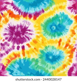 Tie dye bright vector seamless pattern.