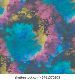 Tie Dye Brush Paint. Circle Tie Dye Print. Spiral Blue Circle. Print Old Round Background. Abstract Dark Circle. Tie Dye Swirl Circle. Neon Dyed Print. Green Vector Texture. Black Curve Background.