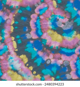 Tie Dye Brush Print. Seamless Dyed Pastel. Vector Old Boho Pattern. Tie Dye Curve Circle. Blue Paint Shibori. Circle Tie Dye Stripe. Neon Dark Print. Spiral Green Circle. Black Swirl Watercolour.