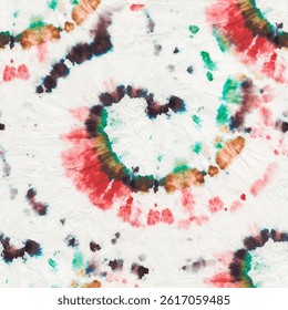 Tie Dye Brush Print. Tie Dye Swirl Circle. Seamless Dyed Tiedye. Spiral Green Circle. Vector Red Round Pattern. Neon Dark Print. Brown Curve Background. Brown Paint Pattern. Circle Tie Dye Batik.