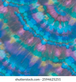 Tie Dye Brush Vector. Seamless Dyed Fabric. Tie Dye Swirl Circle. Circle Tie Dye Batik. Blue Curve Tie Dye. Black Print Pattern. Paint Old Swirl Background. Neon Dark Print. Spiral Green Circle.