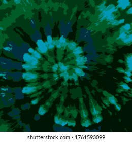 Tie Dye Circle Vector. Beautiful Hand Drawn Bohemian Pattern. Psychedelic Watercolor Art. Green Vector Texture. Natural Spiral Fashion. Organic Watercolor Bohemian Painting. Grassy Ink Twist.