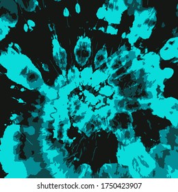 Tie Dye Circle Vector. Bohemian Spiral. Mint Ink Illustration. Hypnotic Shibori Wallpaper. Aqua Psychedelic Flower. Sea Green Ethnic Paint. Emerald Fashion. Watercolor Brush Effect.