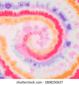 Tie Dye Circle Vector. Organic Fantasy Bohemian Painting. Colorful Ink Textured Print. Abstract Dyed Fabric. Floral Hand Drawn Effect. Trendy Acrylic Bohemian Texture. Watercolor Texture.