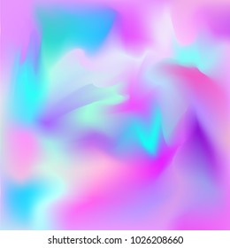 tie dye colorful print. Holographic background. Holo sparkly cover. Abstract soft pastel colors backdrop. Mesh holographic foil. Creative neon template for banner. Vibrant print. 