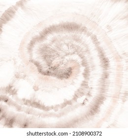 Impresión de tinte marrón. Fondo suave del círculo. Impresión espiral de desgaste. Tye de franja de pincel Color De Agua Beige Swirl. Textura teñida en círculo. Bañera Cosmética Beige. Círculo de crema. Vector blanco espiral.