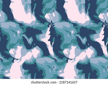 Tie Dye Dyed Pattern, Blue Colored Tie Dye. Blue Abstract Swirl Background. Seamless Shibori Hippie. Spiral Dyed Repeat. Japanese Tie Dye. Vector Dyed Background