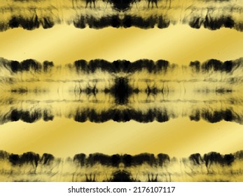 Tie Dye Gold Art. Black Golden Stripe. Stripy Dyed Batik. Abstract Fabric Pattern. Gold Stripe Paint. Brush Tie Dye. Black Tye Die Watercolor. Stripe Dyed Background. Dirty Vector Culture. Vector Ink