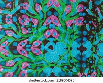 Tie Dye Gradient. Ethnic Dip Pattern. Vector Floral Pattern. Green Floral Print. Color Floral Design. Tie Dye Effect. Blue Stripe Watercolor Texture. Pink Flower Paint. Flower Watercolour Vector