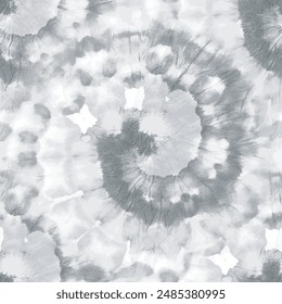 Espiral Tie Dye Grey. Fondo de remolino de luz. Patrón de Vector de moda. Naturaleza en espiral. Redondo sin costuras blanco. Textura pastel brillante. Cepillo de remolino gris. Impresión suave de Vector. Tinte de corbata blanco. Arte teñido de Vector