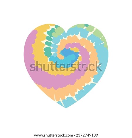 Tie dye heart vector illustration in cartoon style. Flat icon design for mobile app and web sites.