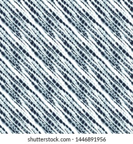 Tie dye indigo and white vector seamless pattern.Vector tradition shibori print. Geometric ikat endless tile.Blue organic texture. Ultramarine and White Bohemian batik.