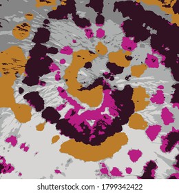 Tie Dye Pattern Vector. Hypnotic Flower. Colorful Grunge Art. White Spray Paint Spots. Pink Tie Dye Geometric Pattern. Orange Dip Dyed Spiral Vector. Pink
