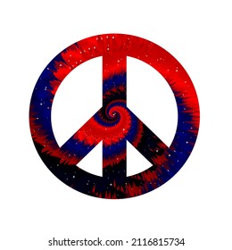 Tie dye psychedelic surreal peace symbol.Vector tiedye cartoon character illustration logo.Hippie peace symbol,pacific,groovy,60s,70s,psychedelic style trippy print for t-shirt,poster,card concept