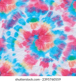 Tie Dye Rainbow Paint. 1960 Bright Texture. Pink Tie Dye. Abstract Spiral Watercolor. Seamless Tie Dye. Unicorn Swirl Background. Fabric Rainbow Pattern. Vector Tiedye Music. Swirl Repeat.