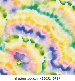 Tie Dye Rainbow Round. Swirl Repeat. Multi Color Swirl Background. 1960 Bright Pattern. Vector Tiedye Print. Blue Tie Dye. Abstract Spiral Background. Circle Rainbow Pattern. Seamless Tie Dye.