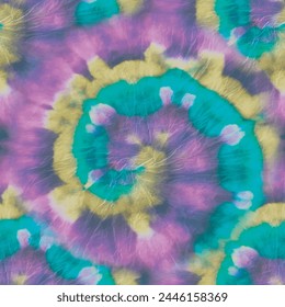 Tie Dye Round Print. Black Paint Shibori. Seamless Dyed Fabric. Circle Tie Dye Batik. Tie Dye Curve Circle. Spiral Blue Circle. Vector Old Brush Background. Green Swirl Tie Dye. Neon Dark Print.