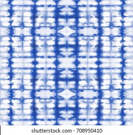 Tie dye seamless pattern. Hand drawn shibori print. Ink textured japanese background. Modern batik wallpaper tile. Watercolor endless backdrop.