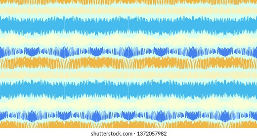 Tie dye seamless pattern. Striped towel. Hand drawn shibori print. Ink textured japanese background. Modern batik wallpaper tile. Watercolor endless backdrop