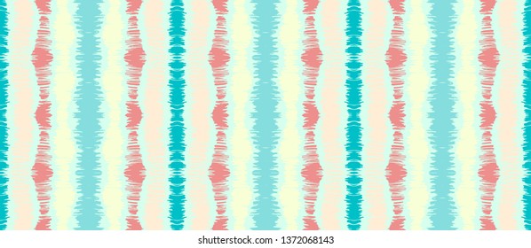 Tie dye seamless pattern. Striped towel. Hand drawn shibori print. Ink textured japanese background. Modern batik wallpaper tile. Watercolor endless backdrop