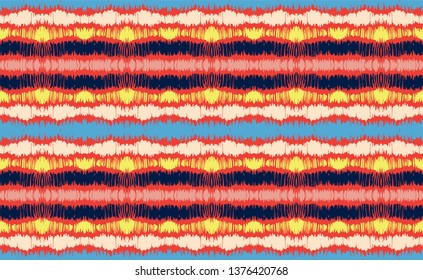 Tie dye seamless pattern. Striped towel. Hand drawn shibori print. Ink textured japanese background. Modern batik wallpaper tile. Watercolor endless backdrop