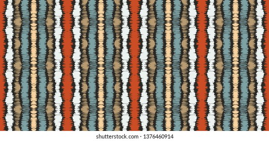 Tie dye seamless pattern. Striped towel. Hand drawn shibori print. Ink textured japanese background. Modern batik wallpaper tile. Watercolor endless backdrop