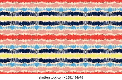 Tie dye seamless pattern. Striped towel. Hand drawn shibori print. Ink textured japanese background. Modern batik wallpaper tile. Watercolor endless backdrop