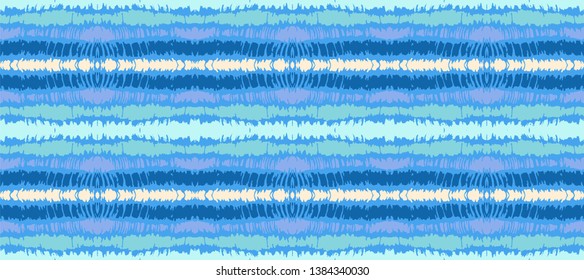 Tie dye seamless pattern. Striped towel. Hand drawn shibori print. Ink textured japanese background. Modern batik wallpaper tile. Watercolor endless backdrop