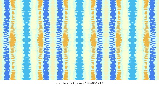 Tie dye seamless pattern. Striped towel. Hand drawn shibori print. Ink textured japanese background. Modern batik wallpaper tile. Watercolor endless backdrop