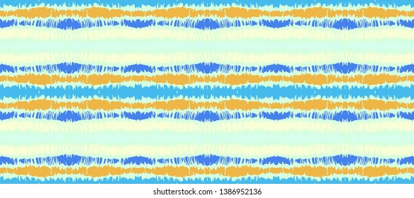 Tie dye seamless pattern. Striped towel. Hand drawn shibori print. Ink textured japanese background. Modern batik wallpaper tile. Watercolor endless backdrop
