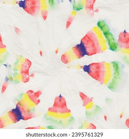 Tie Dye Seamless Round. 1960 Bright Texture. Pink Tie Dye. Rainbow Tie Dye. Spiral Rainbow Batik. Tiedye Tiedye Pattern. Swirl Repeat. Psychedelic Vector Watercolor. Unicorn Swirl Background.