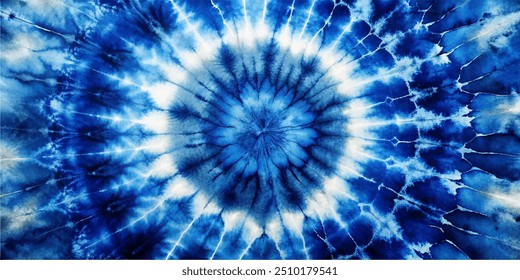 Tie Dye Shibori - horizontal Vector Background in Indigo color. Watercolour vector Texture. Organic Texture Element Wabi Sabi, Ikat.