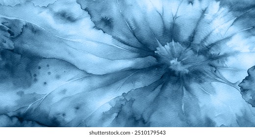 Tie Dye Shibori - fundo vetor horizontal na cor Indigo. Textura de vetor aquarela. Elemento De Textura Orgânica Wabi Sabi, Ikat.