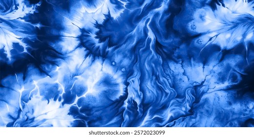 Tie Dye Shibori - horizontal Vector Background in Indigo color. Watercolour vector Texture. Organic Texture Element Wabi Sabi, Ikat