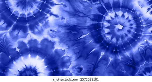 Tie Dye Shibori - horizontal Vector Background in Indigo color. Watercolour vector Texture. Organic Texture Element Wabi Sabi, Ikat