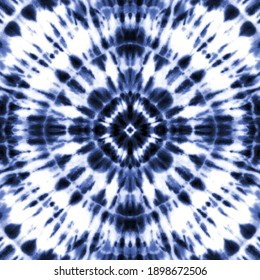 Tie dye shibori pattern. Hand painted indigo blue navy elements on white background. Abstract texture.