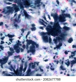 Tie dye shibori seamless pattern. Hand painted colorful ornamental elements on white background. Abstract texture. Print for textile, fabric, wallpaper, wrapping paper.