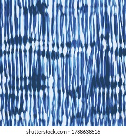 Tie dye Shibori vector  stripe  seamless pattern on white background. Watercolour contemporary art. Print for textile, fabric, wallpaper, wrapping paper.