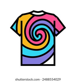 Vector de ícono de color hecho a mano de la moda de bricolaje de la camisa de teñido de lazo.