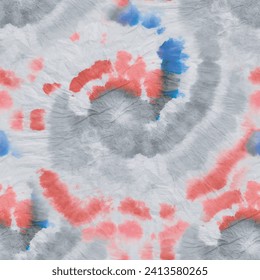 Arte Espiral De Tejido. Fondo De Color Del Vector Círculo Azul Tintado Sucio. Impresión teñida en círculo. Cepillado Shibori interminable. Patrón de estructura abstracta. Impresión Gris Seamless. Swirl de vectores rosados. Color De Agua Gris Swirl.