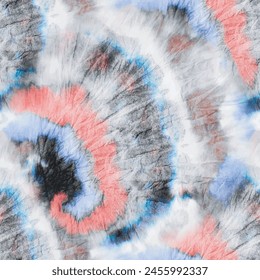 Tie Dye Espiral Art. Vector teñido Batik. Acuarela en espiral rosa. Tinte de corbata repetido japonés. Fondo De Tinte Pastel Círculo Rosa Cepillo Grunge. La sucia violeta Shibori. Estampado gris sin costuras. Remolino Blue Pastel.