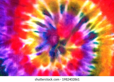 Tie dye spiral shibori hand painted colorful ornamental elements on white background. Abstract texture. Print for textile, fabric, wallpape