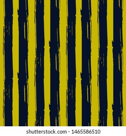 Tie dye stripe black and white brush vector seamless pattern texture grunge. Line ink abstract paint print on yellow textile background.