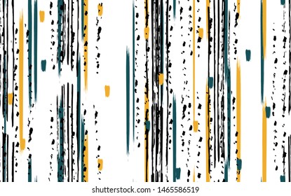 Tie dye stripe green and black brush vector seamless pattern texture grunge. Line ink abstract paint print on white textile background.