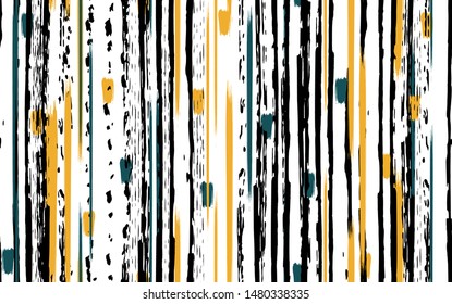 Tie dye stripe green and black brush vector seamless pattern texture grunge. Line ink abstract paint print on white textile background.