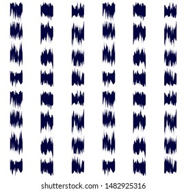 Tie dye stripe seamless pattern with blue and white colors vertical parallel stripes.Vector abstract background.