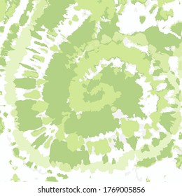 Tie Dye Swirl. Modern Batik. Tie Dye Vector. Lime Boho Rug. Bohemian Art. Watercolor Brush. Summer Fashion. Green Ink Chinese Art. Psychedelic Art. Grass Green Textile Print.